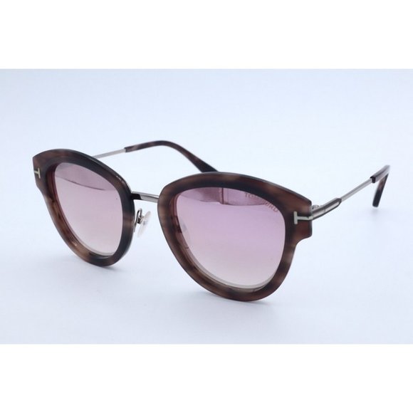 Tom Ford Mia-02 TF 574 55Z Butterfly Havana Sunglasses Pink Gradient Lenses 52mm